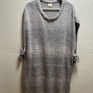 Gray Women's World Market Sweater with Braided Neckline-new without tags